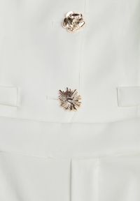 Renee - Biały Komplet z Bawełną w Garniturowym Stylu Kamizelka i Spodnie Meloreida. Kolor: biały. Materiał: bawełna. Wzór: gładki #2