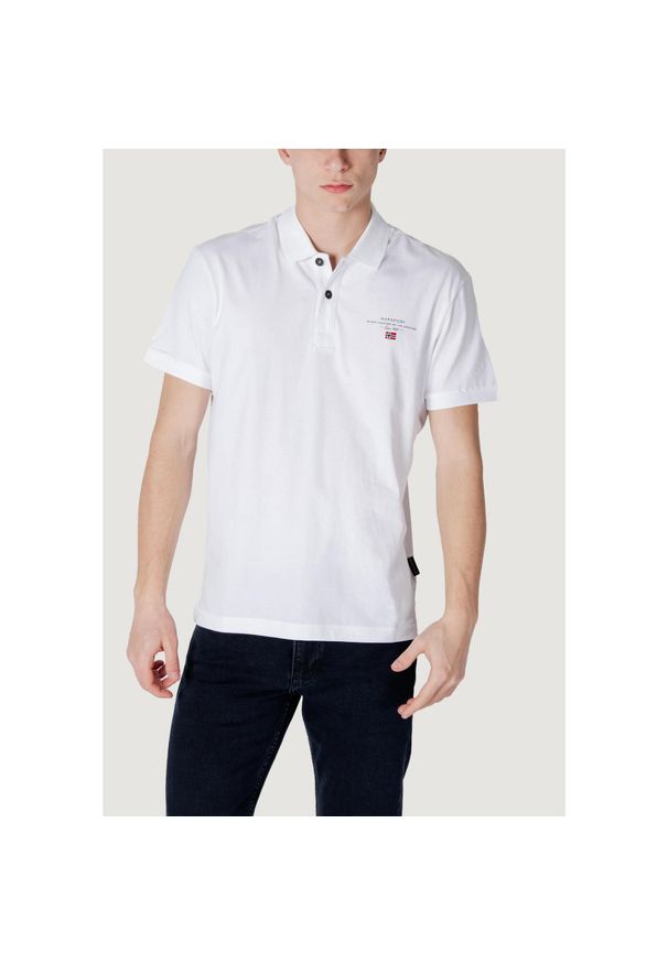 Napapijri - Polo z krótkim rękawem Mężczyzna NAPAPIJRI ELBAS JERSEY. Typ kołnierza: polo. Kolor: biały. Materiał: jersey. Długość rękawa: krótki rękaw. Długość: krótkie