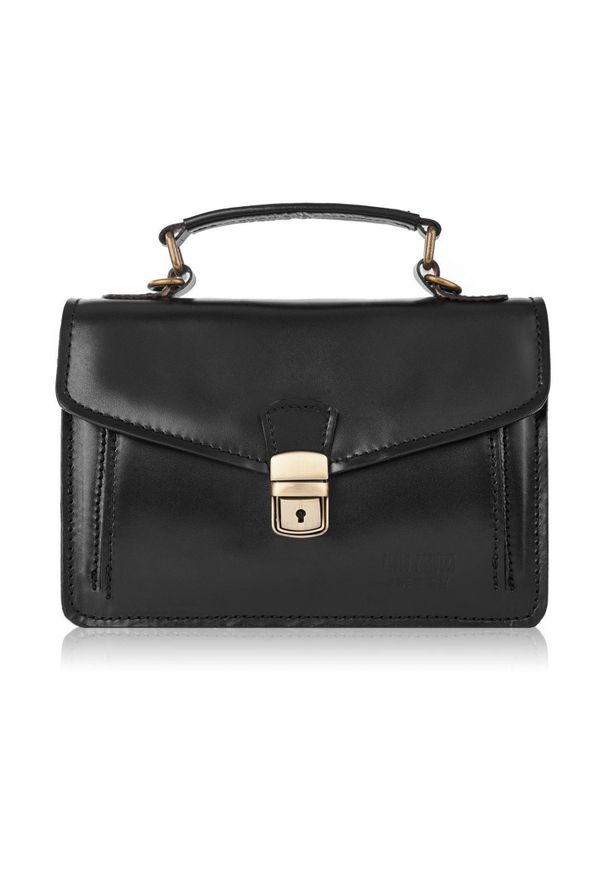 PAOLO PERUZZI - Skórzany kuferek damski czarny Paolo Peruzzi N07-BL. Kolor: czarny. Materiał: skórzane. Rodzaj torebki: na ramię