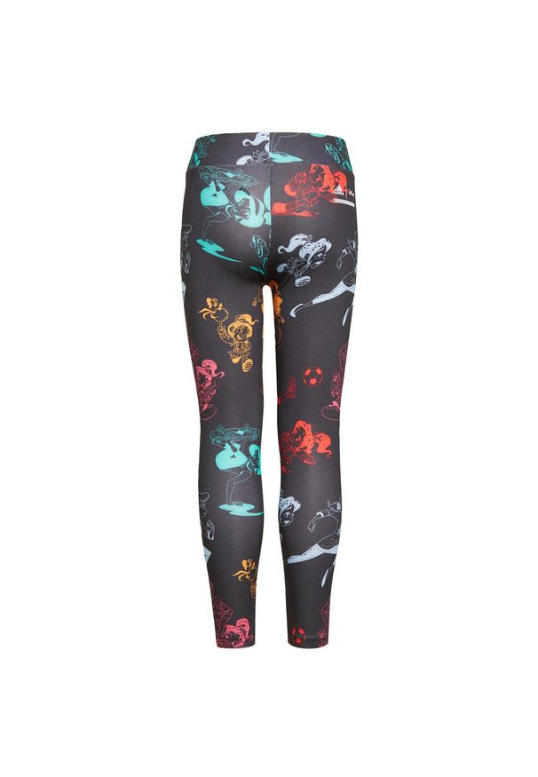 Legginsy sportowe dla dzieci Adidas Disney Comfy Princesses Tight. Kolor: wielokolorowy. Materiał: poliester, elastan. Wzór: motyw z bajki