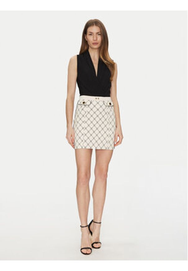 Elisabetta Franchi Spódnica mini GO-S03-51E2-V320 Écru Regular Fit. Materiał: syntetyk