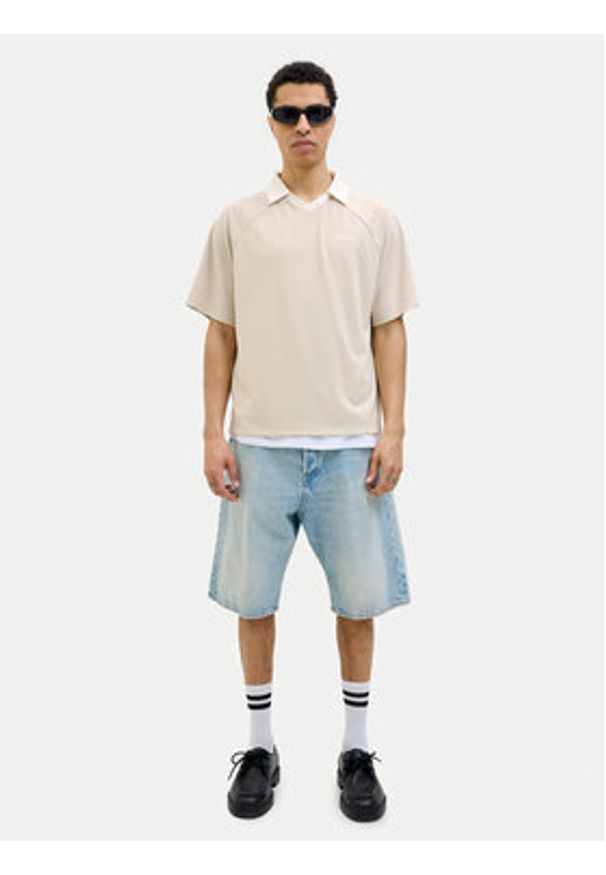 Jack & Jones Polo Lido 12276758 Beżowy Loose Fit. Typ kołnierza: polo. Kolor: beżowy. Materiał: syntetyk