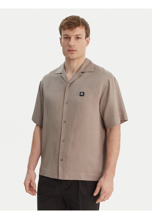 Hugo - HUGO Koszula Espino 50560593 Brązowy Oversize. Kolor: brązowy. Materiał: lyocell