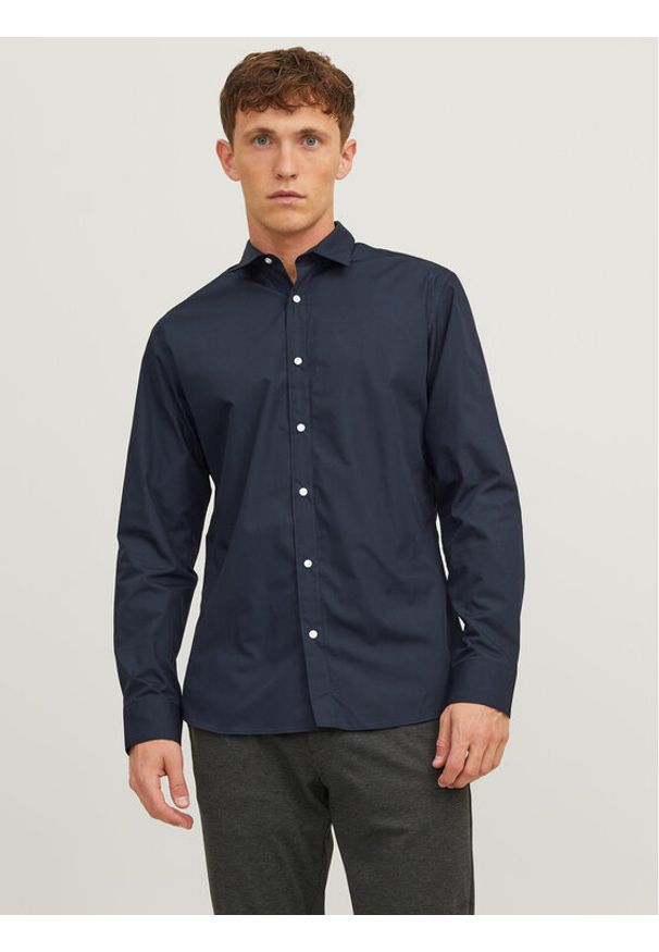 Jack & Jones - Jack&Jones Koszula 12187222 Granatowy Slim Fit. Kolor: niebieski. Materiał: bawełna, syntetyk