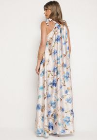 Born2be - Jasnoniebieska Satynowa Sukienka w Kwiaty Fenaresia. Okazja: na co dzień, na spacer. Kolor: niebieski. Materiał: satyna. Długość rękawa: na ramiączkach. Wzór: kwiaty. Sezon: lato. Typ sukienki: proste. Styl: casual, elegancki #2