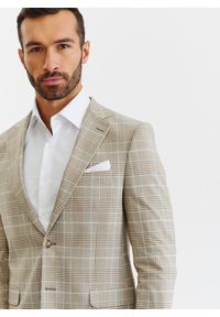 Pako Lorente - PAKO LORENTE – Beżowa marynarka męska w kratę. Kolor: beżowy. Materiał: poliester, elastan, wiskoza. Styl: boho #2