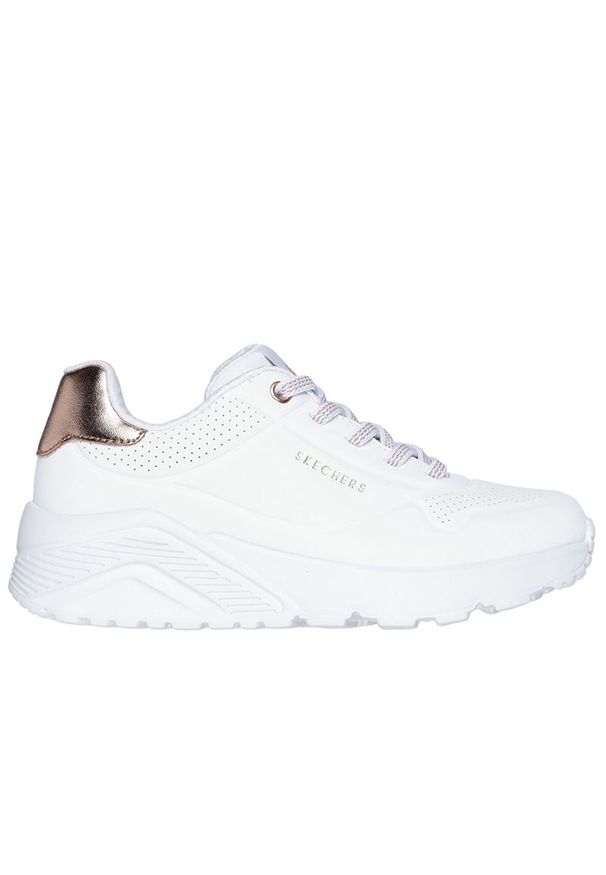 skechers - Buty dziecięce Skechers Uno Lite 310384LWHT - białe. Okazja: na co dzień, na uczelnię. Zapięcie: rzepy. Kolor: biały. Materiał: satyna, skóra, syntetyk. Szerokość cholewki: normalna. Model: Skechers Sport. Sport: turystyka piesza