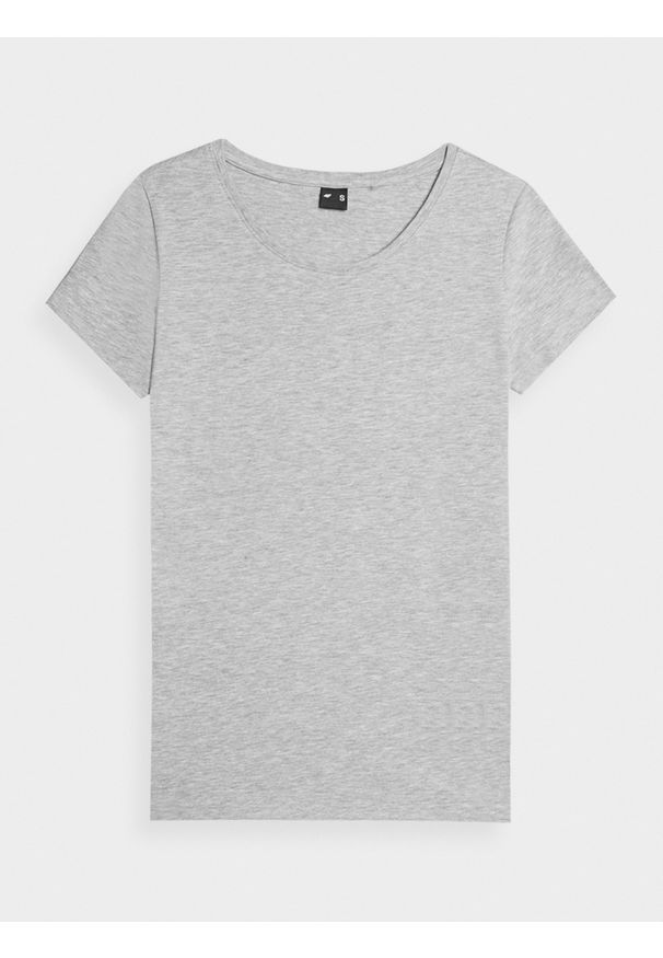 4f - 4F T-shirt regular gładki damski XXL. Kolor: szary. Materiał: wiskoza, dzianina. Wzór: gładki