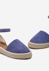 Born2be - Niebieskie Espadryle na Płaskiej Plecionej Podeszwie z Paskiem Wokół Kostki Riolla. Zapięcie: pasek. Kolor: niebieski. Styl: boho #4