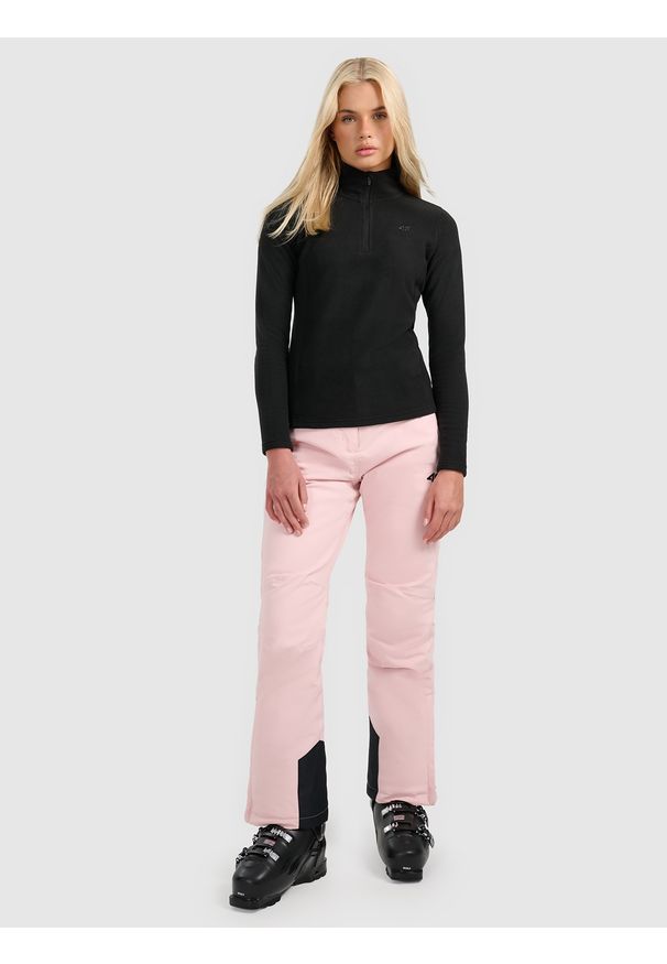 4f - 4F Bielizna termiczna polarowa (góra) damska - czarna M. Typ kołnierza: kołnierzyk stójkowy. Kolor: czarny. Materiał: polar. Sezon: zima. Sport: turystyka piesza