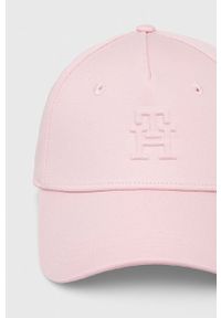 TOMMY HILFIGER - Tommy Hilfiger czapka z daszkiem bawełniana kolor różowy gładka. Kolor: różowy. Materiał: bawełna. Wzór: gładki #2