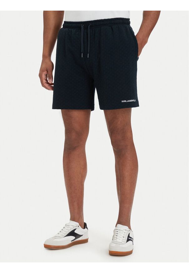 Karl Lagerfeld - KARL LAGERFELD Szorty kąpielowe B2M46064 Granatowy Regular Fit. Kolor: niebieski. Materiał: bawełna