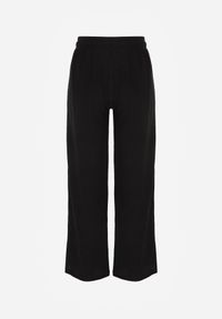 Renee - Czarne Teksturowane Spodnie Wide Leg z Wiązaniem w Talii Pirethei. Kolor: czarny. Materiał: materiał. Styl: elegancki #4