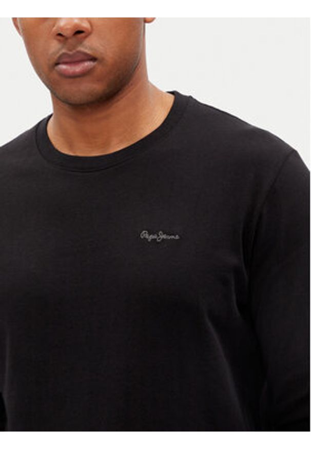 Pepe Jeans Longsleeve Connor PM509219 Czarny Regular Fit. Kolor: czarny. Materiał: bawełna. Długość rękawa: długi rękaw