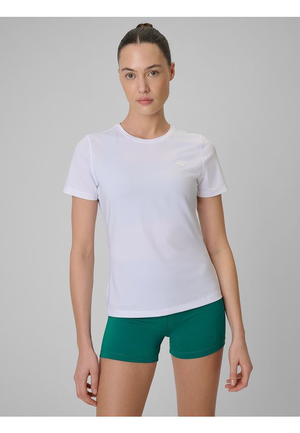 4f - 4F Koszulka treningowa regular szybkoschnąca damska - biała XXL. Kolor: biały. Sport: fitness