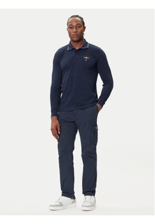 Aeronautica Militare Polo 252PO1653UP00082 Granatowy Regular Fit. Typ kołnierza: polo. Kolor: niebieski. Materiał: bawełna