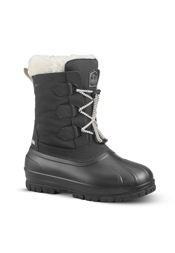 quechua - Buty turystyczne śniegowce dla dzieci Quechua SH900 Warm wodoodporne. Zapięcie: sznurówki. Kolor: czarny. Materiał: materiał. Szerokość cholewki: normalna. Sezon: zima. Sport: turystyka piesza