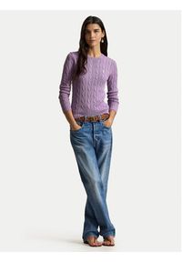 Polo Ralph Lauren Sweter 211971869505 Fioletowy Slim Fit. Typ kołnierza: polo. Kolor: fioletowy. Materiał: bawełna #3
