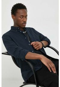 Marc O'Polo koszula męska kolor granatowy relaxed z kołnierzykiem button-down. Typ kołnierza: button down, polo. Kolor: niebieski. Materiał: bawełna