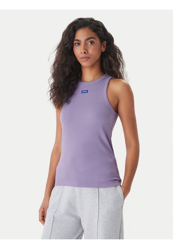 Hugo - HUGO Top Easy 50508857 Fioletowy Slim Fit. Kolor: fioletowy. Materiał: bawełna