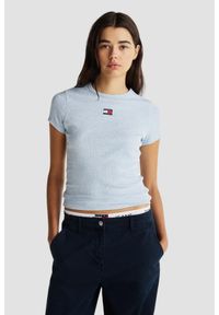 Tommy Jeans - TOMMY JEANS Błękitny t-shirt damski, Rozmiar M. Kolor: niebieski