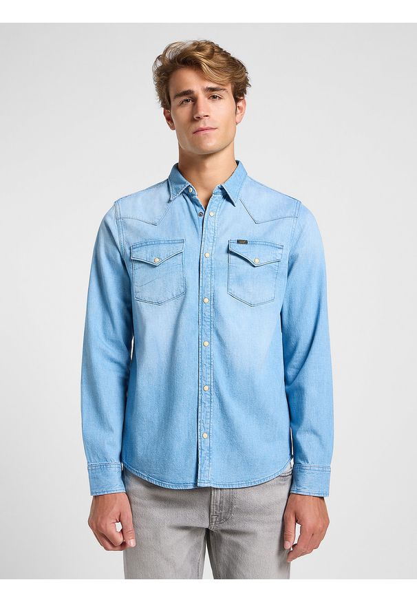 Lee - LEE MĘSKA KOSZULA JEANSOWA LEE REGULAR WESTERN SHIRT STARLIGHT WASH 112363914. Materiał: jeans