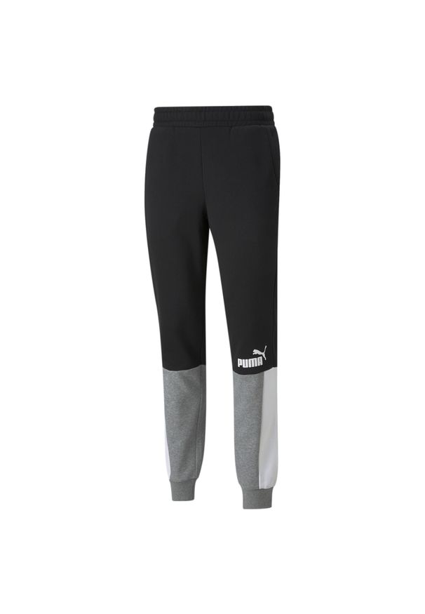 Puma - Męskie spodnie dresowe z blokami kolorów Essentials Camo PUMA Black. Kolor: szary, wielokolorowy, czarny. Materiał: dresówka. Sport: joga i pilates