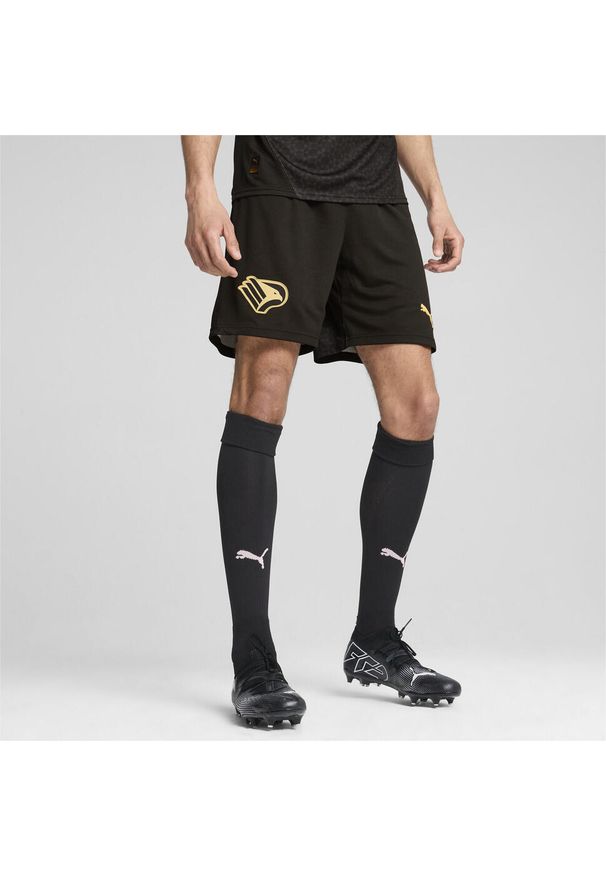 Puma - Męskie szorty wyjazdowe Palermo F.C. 24/25 PUMA Black Gold. Kolor: czarny, wielokolorowy, żółty. Sport: piłka nożna