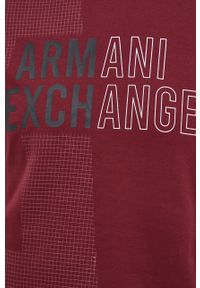 Armani Exchange bluza 6KZMFA.ZJY1Z męska kolor bordowy z nadrukiem. Kolor: czerwony. Materiał: dzianina. Wzór: nadruk #2