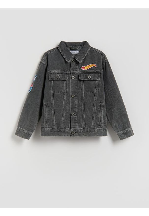 Reserved - Kurtka jeansowa Hot Wheels - szary. Kolor: szary. Materiał: jeans