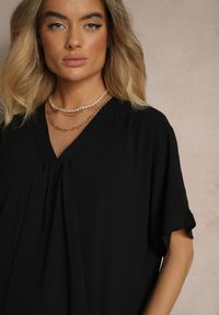 Renee - Czarna Pudełkowa Sukienka z Bawełną i Marszczeniem Teleriela. Kolor: czarny. Materiał: bawełna. Styl: klasyczny #3