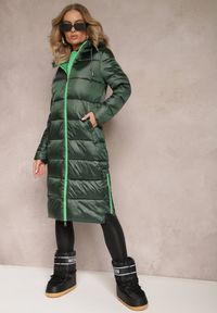 Renee - Ciemnozielona Kurtka Cilitheme. Okazja: na co dzień. Kolor: zielony. Materiał: tkanina. Długość: długie. Styl: casual #4