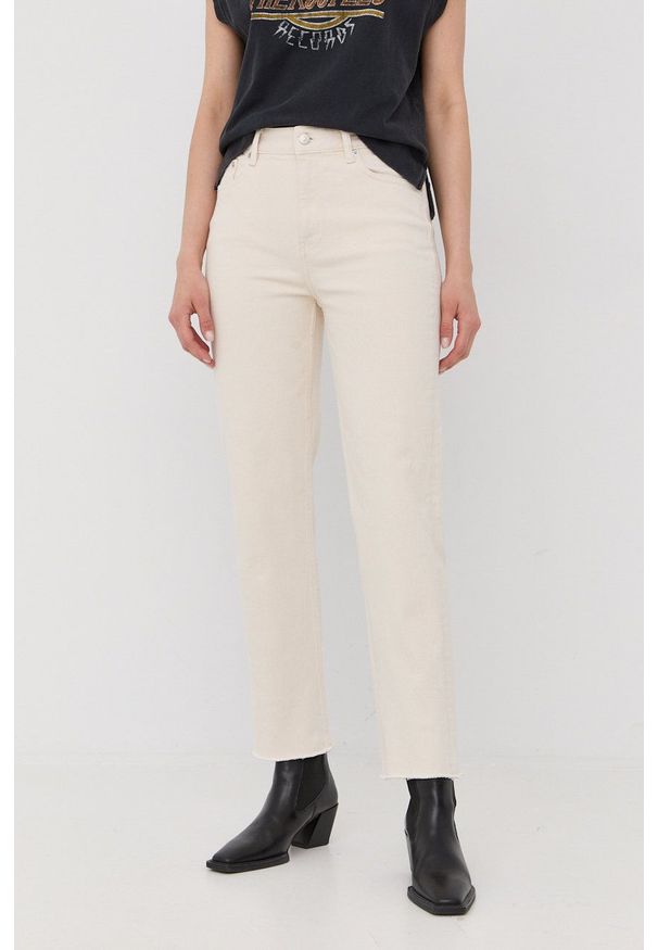 The Kooples jeansy damskie high waist. Stan: podwyższony. Kolor: beżowy