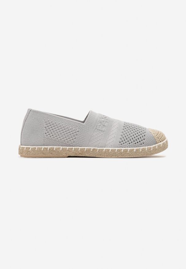 Renee - Jasnoszare Espadryle z Plecioną Cholewką przed Kostkę Mokosa. Okazja: na co dzień. Wysokość cholewki: przed kostkę. Kolor: szary. Szerokość cholewki: normalna. Wzór: aplikacja. Sezon: lato. Styl: casual, boho, elegancki, klasyczny