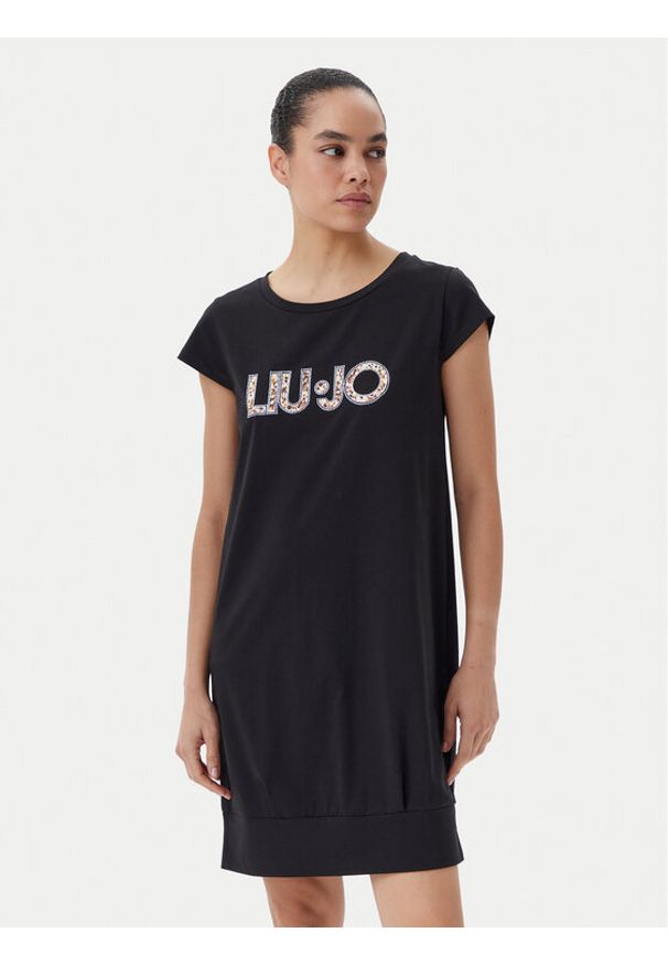 Liu Jo Beachwear Sukienka codzienna VA5194 JS003 Czarny Regular Fit. Okazja: na co dzień. Kolor: czarny. Materiał: bawełna. Typ sukienki: proste. Styl: casual