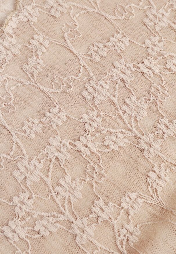 Renee - Beżowa Bluzka Longsleeve z Półtransparentnej Koronki Arnoxia. Okazja: na co dzień, na spotkanie biznesowe, do pracy. Kolor: beżowy. Materiał: koronka. Długość rękawa: długi rękaw. Wzór: koronka. Styl: casual, biznesowy