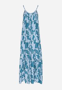 Born2be - Niebieska Rozkloszowana Sukienka na Ramiączkach z Wiskozowej Tkaniny w Kwiaty Sepelvia. Okazja: na co dzień. Typ kołnierza: dekolt w kształcie V. Kolor: niebieski. Materiał: wiskoza, tkanina. Długość rękawa: na ramiączkach. Wzór: kwiaty. Sezon: lato. Styl: elegancki, casual #3