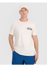 4f - 4F T-shirt regular z nadrukiem męski - biały S. Okazja: na co dzień. Kolor: biały. Materiał: bawełna, jersey, dzianina. Wzór: nadruk. Styl: casual, sportowy, klasyczny #1