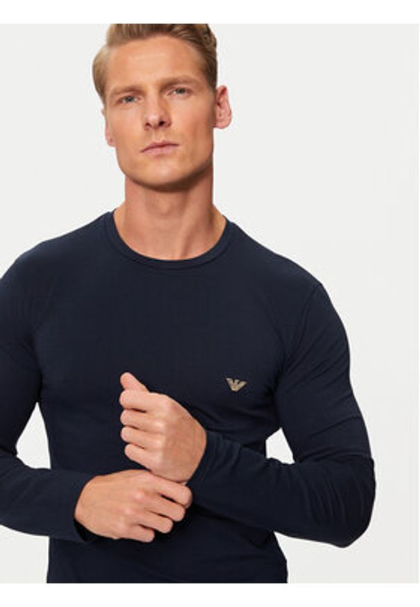 Emporio Armani Underwear Longsleeve 111023 4F512 00135 Granatowy Slim Fit. Kolor: niebieski. Materiał: bawełna. Długość rękawa: długi rękaw