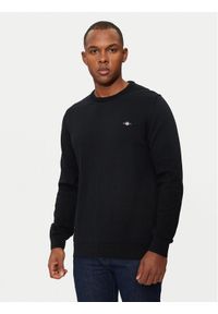 GANT - Gant Sweter 8030561 Czarny Regular Fit. Kolor: czarny. Materiał: bawełna