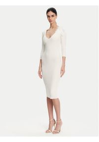 Elisabetta Franchi Sukienka dzianinowa AM-52B-51E2 Biały Slim Fit. Kolor: biały. Materiał: syntetyk #3