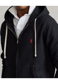 Ralph Lauren - RALPH LAUREN - Czarna bluza z kapturem i czerwonym logo. Typ kołnierza: kaptur. Kolor: czarny. Materiał: bawełna. Długość rękawa: długi rękaw. Długość: długie. Wzór: haft, ze splotem