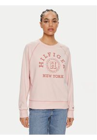 TOMMY HILFIGER - Tommy Hilfiger Bluza Varsity WW0WW41239 Różowy Regular Fit. Kolor: różowy. Materiał: bawełna
