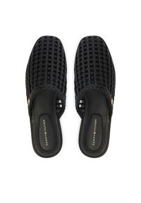 TOMMY HILFIGER - Tommy Hilfiger Klapki Hilfiger Leather Mix Flat Mule FW0FW09280 Czarny. Kolor: czarny. Materiał: skóra #4