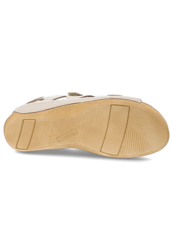 Beżowe Sandały Armodo Stylowe Obuwie Damskie. Okazja: na co dzień. Zapięcie: rzepy. Kolor: beżowy. Materiał: skóra. Wzór: geometria. Sezon: lato. Styl: elegancki