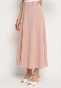 Born2be - Różowa Gładka Spódnica Maxi z Gumką w Pasie i Klamrą Orirsa. Kolor: różowy. Wzór: gładki. Styl: elegancki #7