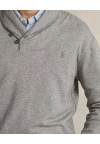Ralph Lauren - RALPH LAUREN - Szary sweter z logo. Typ kołnierza: polo. Kolor: szary. Materiał: wiskoza. Wzór: aplikacja #4