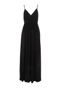 Born2be - Czarna Sukienka z Wiskozy Amanita. Okazja: na co dzień. Kolor: czarny. Wzór: jednolity, kolorowy. Typ sukienki: kopertowe. Materiał: wiskoza. Długość rękawa: na ramiączkach. Sezon: lato. Styl: casual. Długość: maxi #2