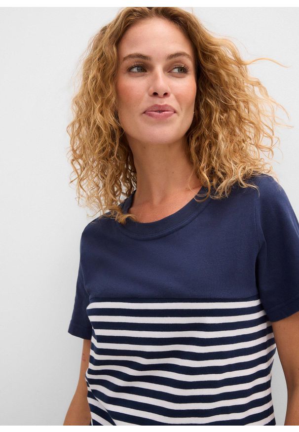 bonprix - T-shirt. Kolor: niebieski. Wzór: paski