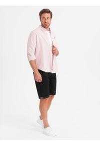 Ombre Clothing - Klasyczne męskie szorty chino z podwiniętą nogawką - czarne V9 OM-SRCS-0197 - XXL. Kolor: czarny. Materiał: bawełna, elastan. Sezon: lato. Styl: klasyczny #6
